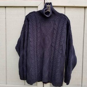 LL Bean Vintage Women's Signature Cotton Fisherman Turtleneck Sweater